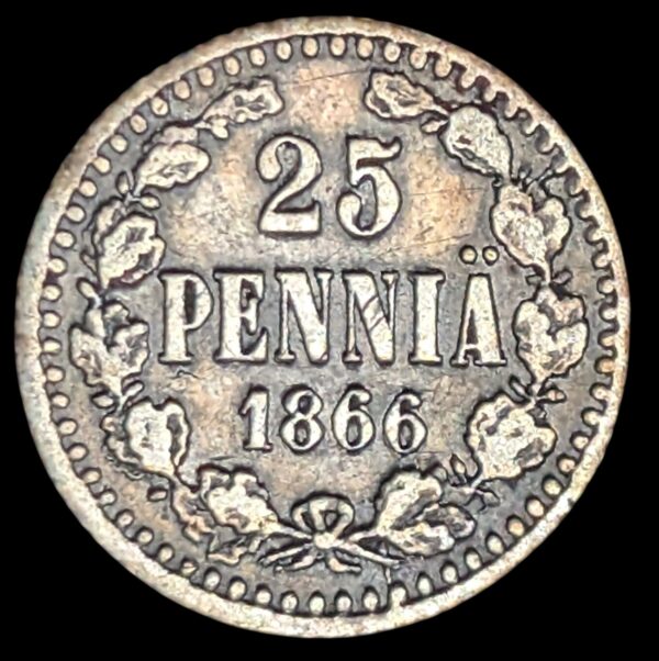 25 Penniä 1866 S, SNY 266.1.3 - Image 2