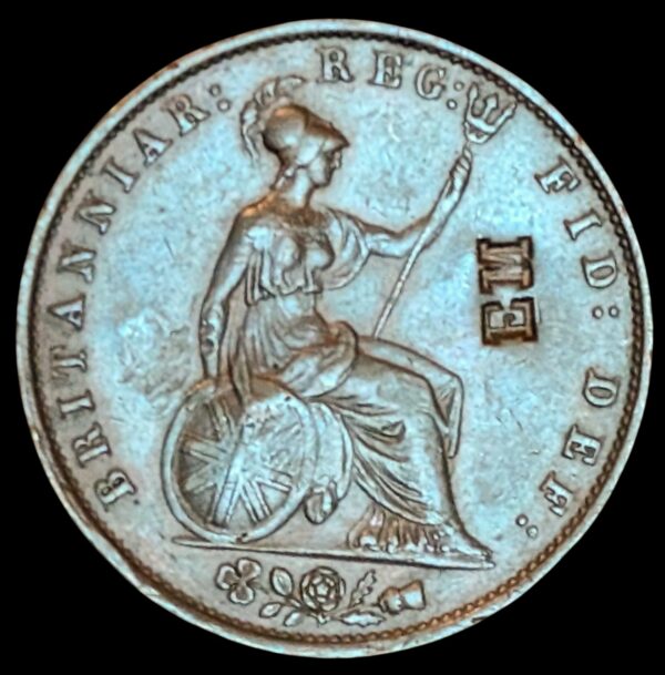 United Kingdom 1854 1/2 Penny, Counterstamped "EM" - Image 2