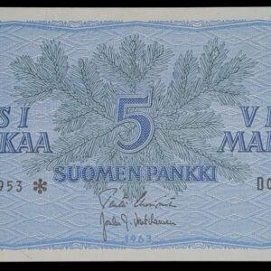 Finland 1963 5 Markkaa Litt. A Star (replacement) D0138953