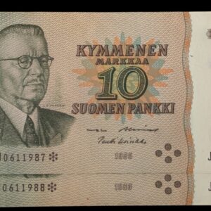 Finland 1980 10 Markkaa Star/replacement J0611987-J0611988