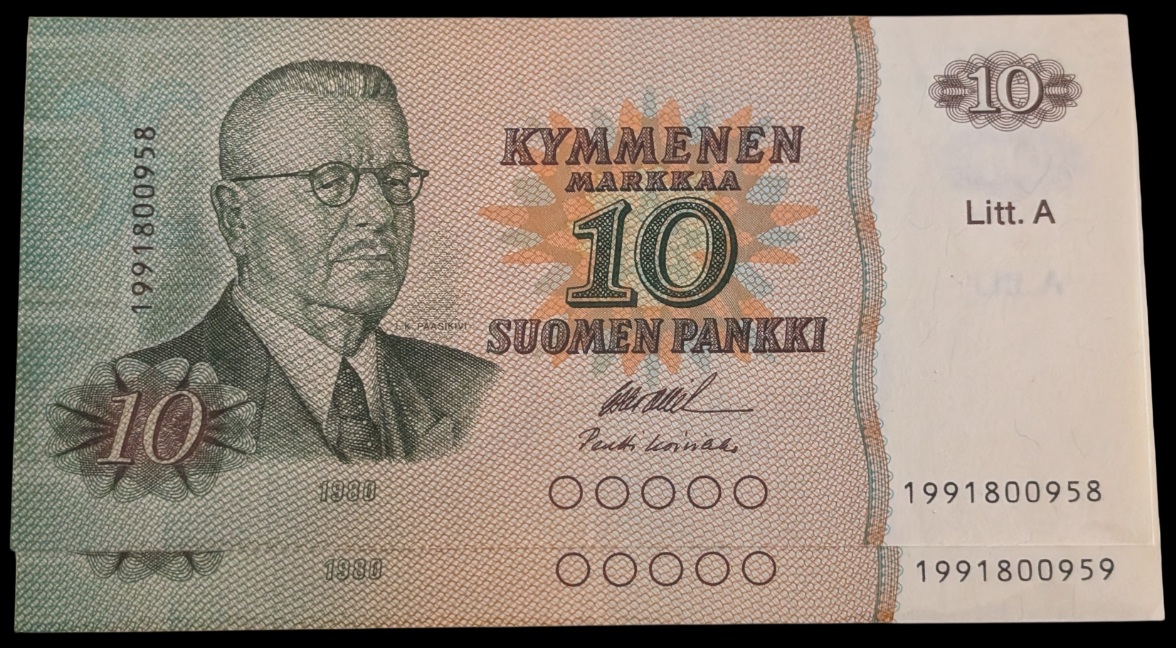 Finland 1980 10 Markkaa Litt. A Replacement Series 199