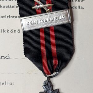 Finland 1939-40 Winter War Medal with Kenttäarmeija Bar & Document