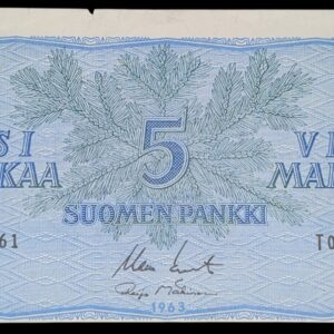Finland 1963 5 Markkaa Litt. A T-Series “Replacement”