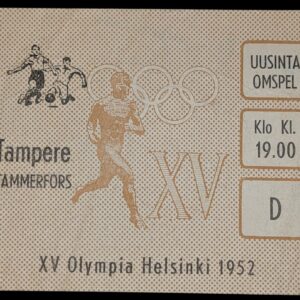 Helsinki 1952 Olympics, Football Entrance Ticket from Tampere
