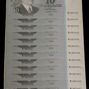 Finland 1963 10 Markkaa, Consecutive Numbers