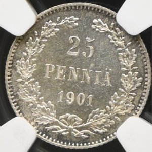 Finland 1901 L 25 Pennia NGC MS 65