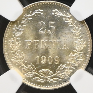 Finland 1909 L 25 Pennia NGC MS 65