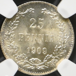 Finland 1909 L 25 Pennia NGC MS 66