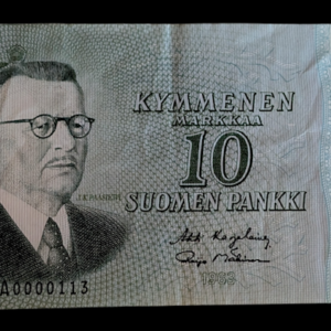 10 Markkaa 1963 Litt A BA0000113, pieni sarjanumero!