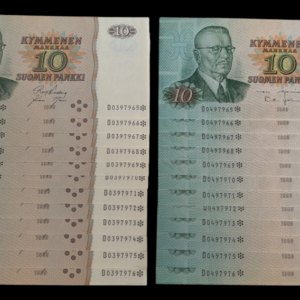 Finland 1980 10 Markkaa Replacement, Consecutive Numbers