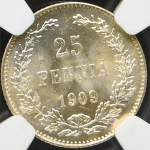25 Penniä 1909 L NGC MS 65