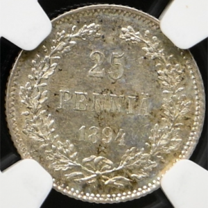 Finland 1894 L 25 Pennia NGC MS 63