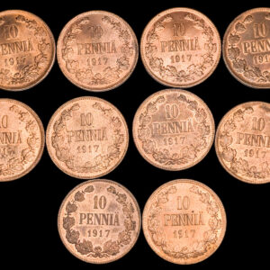 10 Penniä 1917 10kpl, leimakiilto