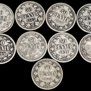 50 Penniä 1864-1872 9kpl