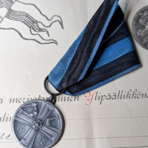 Finland 1918 Liberation War Medal with Document