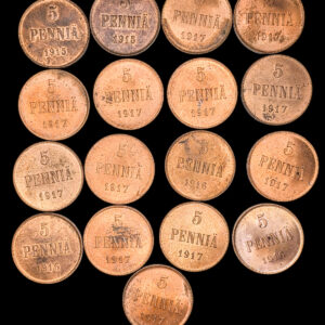 Finland 1915-1917 5 Pennia 17pcs, Mint Luster
