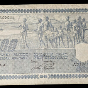 500 Markkaa 1945 Litt. A A0300061 Tuo - Aas