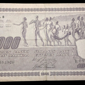 1000 Markkaa 1945 Litt. B E6353906 Jut - Aas