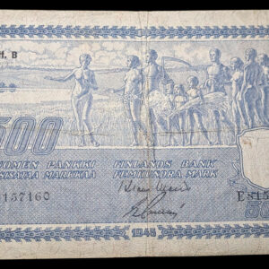 500 Markkaa 1945 Litt. B E8157160 War - Sac