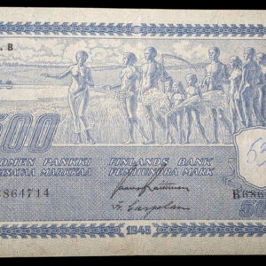 500 Markkaa 1945 Litt. B B6864714 Rai – Car