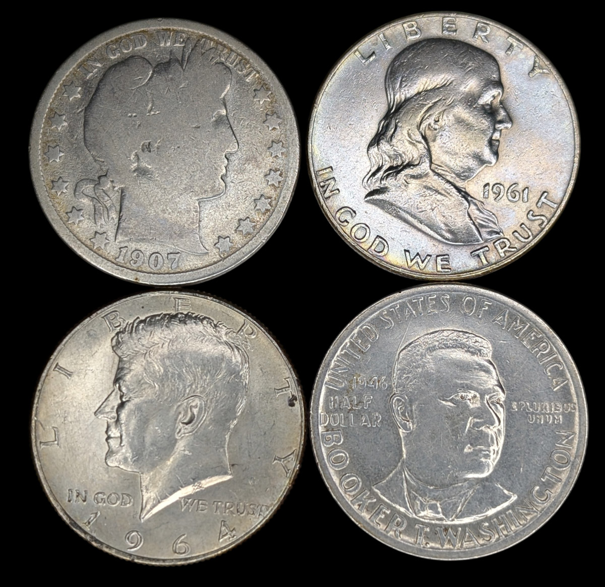 Yhdysvallat 50 Cents 1907-1964 4kpl