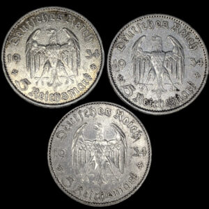 Saksa 5 Reichsmark 1934 3 kpl