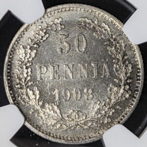 Finland 1908 50 Pennia NGC MS 65