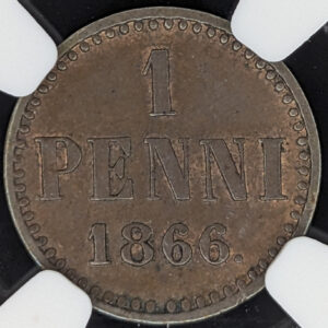 Finland 1866 1 Penni NGC MS 63