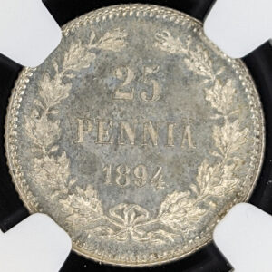 Finland 1894 25 Pennia NGC MS 66