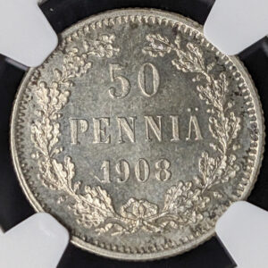 Finland 1908 50 Pennia NGC MS 65