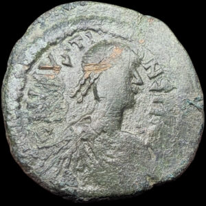 Bysantin Valtakunta, Justinianus I 527-565 AD, Æ Follis, Konstantinopoli