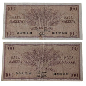 Finland 1957 100 Markkaa Star/Replacement 2pcs