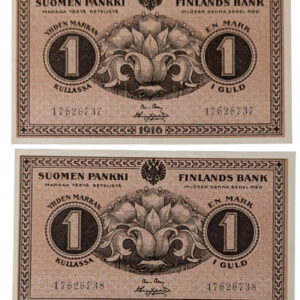 Finland 1916 1 Markka, Consecutive Lot