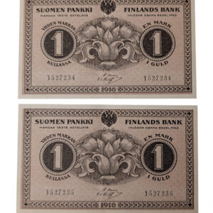 Finland 1916 1 Markka, Consecutive pair