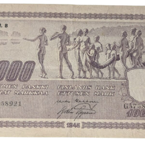 Finland 1945 1000 Markkaa Litt. B G5758921 Kek – Aas