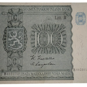 Finland 1945 100 Markkaa Litt. B B6601652 Kiv – Car