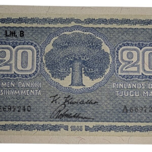 Finland 1945 20 Markkaa Litt. B A6697240 Kiv - Wah