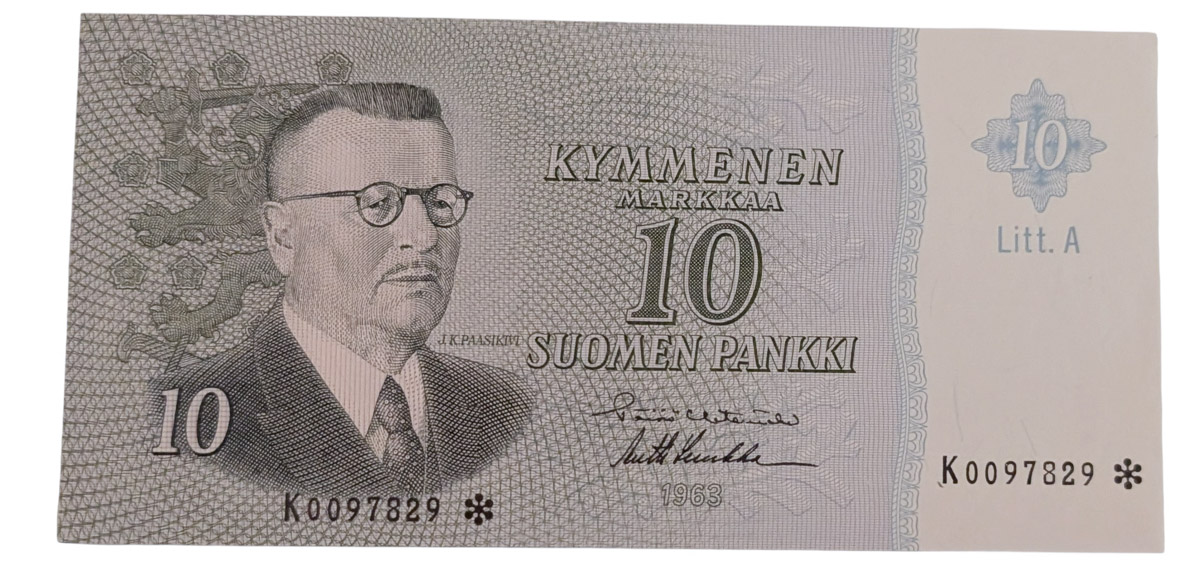 Finland 1963 10 Markkaa Litt. A Star/Replacement K0097829 Het – Luu