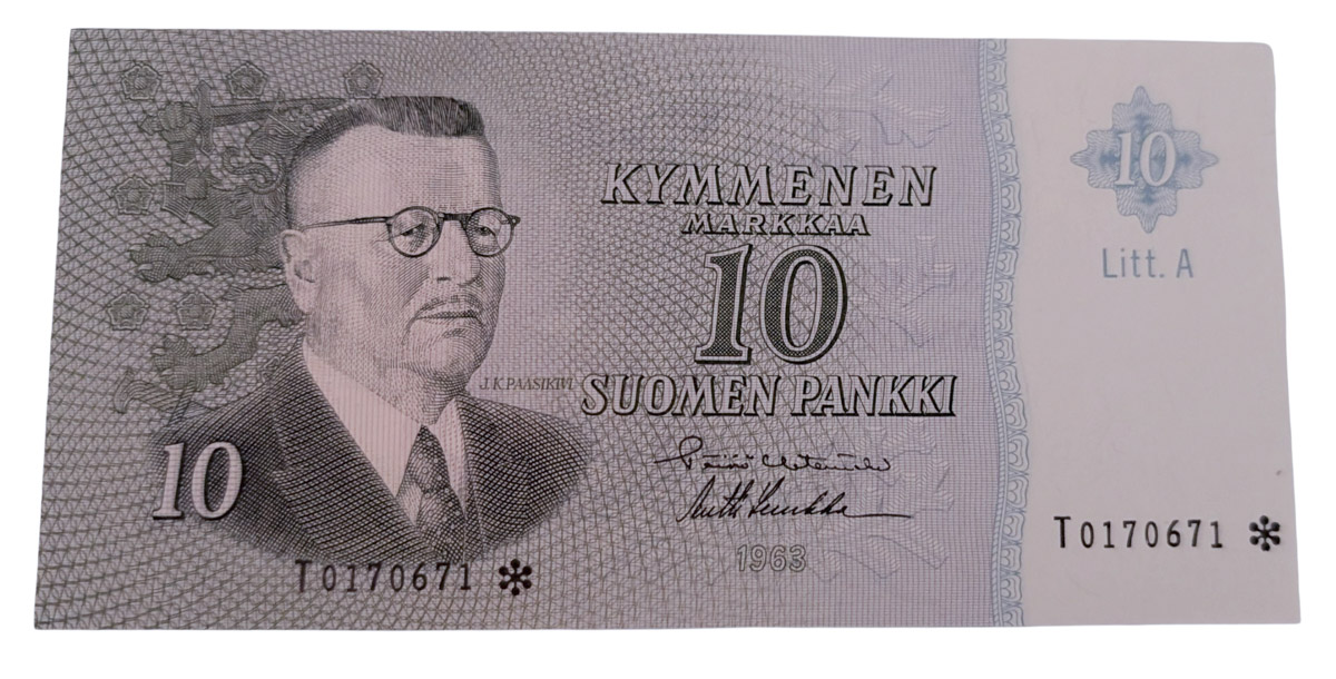 Finland 1963 10 Markkaa Litt. A Star/Replacement T0170671 Het – Luu